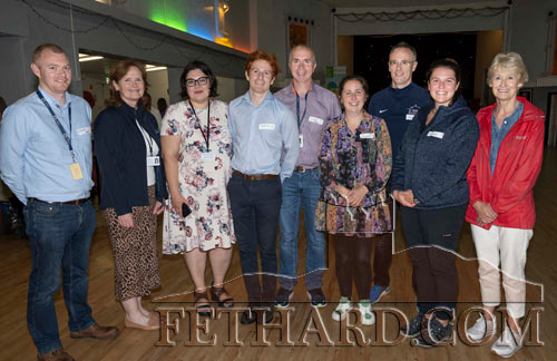 Photographed at the 'Welcome Event' for Ukrainians held in Fethard Ballroom on Wednesday, July 26 are L to R: Owen Murphy (Senior Operations Manager Abbott Vascular); Kathleen Vickers (South Tipperary Development CLG); Viktoriia Sorochan (South Tipperary Development CLG); Daniel Munoz (Talent Acquisition Abbott Vascular); John O'Mahoney (Production Supervisor Abbott Vascular); Jane Hayes (Youth Work Ireland), Jason Walsh (Coolmore Stud); Niamh O'Reilly (Youth Work Ireland) and Fionnuala O'Sullivan (Fethard Day Care Centre).