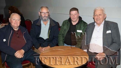 Photographed at the 'Welcome Event' for Ukrainians held in Fethard Ballroom on Wednesday, July 26 are L to R: Leo Darcy, Peter Grant, Seamus Maher and Paddy Hickey.