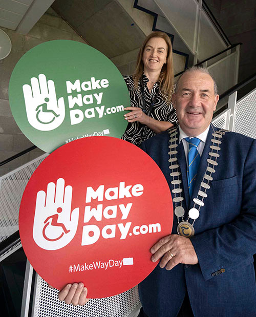 Promoting 'Make Way Day' which took place on Friday, September 22, 2023, are Áine Roche, Healthy County Co-Ordinator; and Cllr Ger Darcy, Cathaoirleach Tipperary County Council. 'Make Way Day' is a public awareness event to highlight the needs of people with disabilities in the public spaces we all share. It is led by the Disability Federation of Ireland and is a unique collaboration across Ireland and the voluntary and local government sectors. But most of all it’s about people with disabilities.