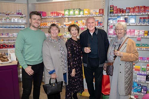 Photographed at the official opening of the renovated Dalton's Pharmacy in Fethard are L to R: Johnny 'B' (O`Brien), Elizabeth Tierney, Catherine Gleeson, Brian Stephens, and Una Stephens.