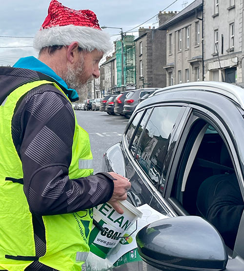 Organiser Colm McGrath, collecting from passing cars on Christmas Morning