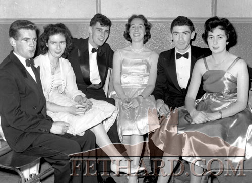 Photographed at the Clonmel Harrier Hunt Ball in the Collins Ballroom on Wednesday, November 23, 1960, are Maurice Shanahan, Mary O'Donoghue, Patrick O'Dwyer, Anne Dawson, Thomas Kavanagh and Joan Condon.