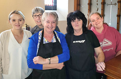Staff members and volunteers at Fethard & District Day Care Centre who helped at the Positive Ageing Week celebrations L to R: Emma Cronin, Mary Morgan, Debbie O’Sullivan, Mary O’Dwyer and Chloe Byrne. 
