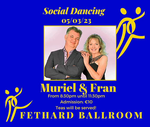Fethard Ballroom continues its social dancing on Sunday, March 5, to the music of 'Muriel & Fran'. All are welcome to come along and enjoy a great night’s entertainment and social dancing from 8.30pm to 11.30pm. Admission is €10, which includes tea and cakes.