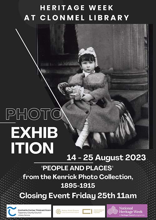 This unique exhibition features a selection of pictures from the Kenrick Photo Collection taken by Fethard photographer Patrick Kenrick between 1895 and 1915. Printed from plate glass negatives now stored in the National Library Dublin, the pictures showcase Kenrick's exceptional talent as an amateur photographer at the turn of the 20th century