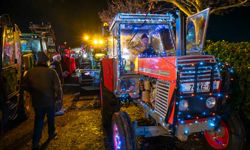 Over one hundred tractors lined up to take part in the 'Christmas Tractor Run' organised in conjunction with the switching on of the Christmas LIghts in Fethard on Saturday November 29, 2025